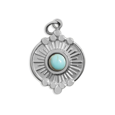 Silver / Turquiose Oval Charm / PDL0314