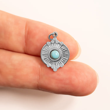 Silver / Turquiose Oval Charm / PDL0314