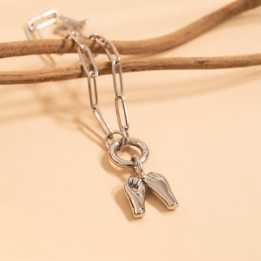 Silver / Pinky Promise Charm / PDL0315 / Paperclip Chain