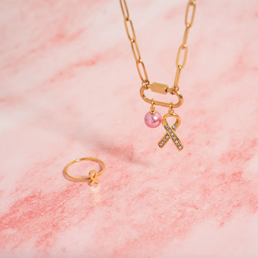Cancer Ribbon with Stones