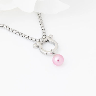 Wholesale jewelry 18K Gold PVD Stainless Steel Pink Pearl Charm - stainless studio 