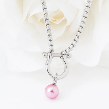 Wholesale jewelry 18K Gold PVD Stainless Steel Pink Pearl Charm - stainless studio 