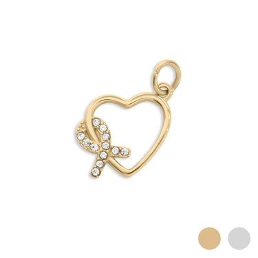 Heart with Ribbon with Stones Charm