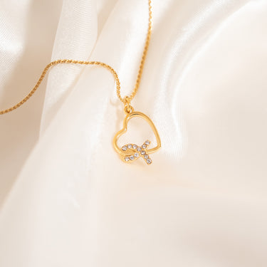 Heart with Ribbon with Stones Charm