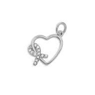Wholesale jewelry 18K Gold PVD Stainless Steel Heart Ribbon with Stones Charm- stainless main 