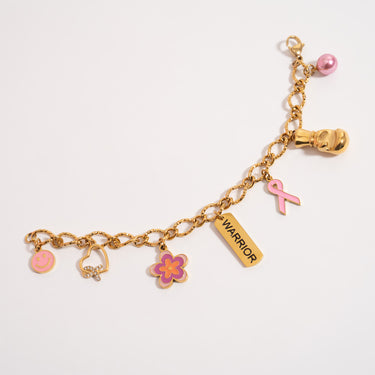 Warrior Charm on Bracelet with other Cancer Charms