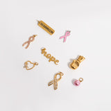 wholesale jewelry 18K Gold PVD Stainless Steel Cancer Ribbon Charm- collection shot 