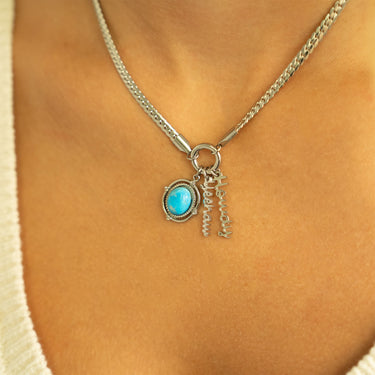 Script Howdy Charm w/ other charms on Necklace