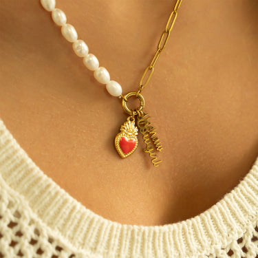 Cowgirl Charm with Cowgirl Charm, Yeehaw Charm on Paperclip Pearl chain necklace