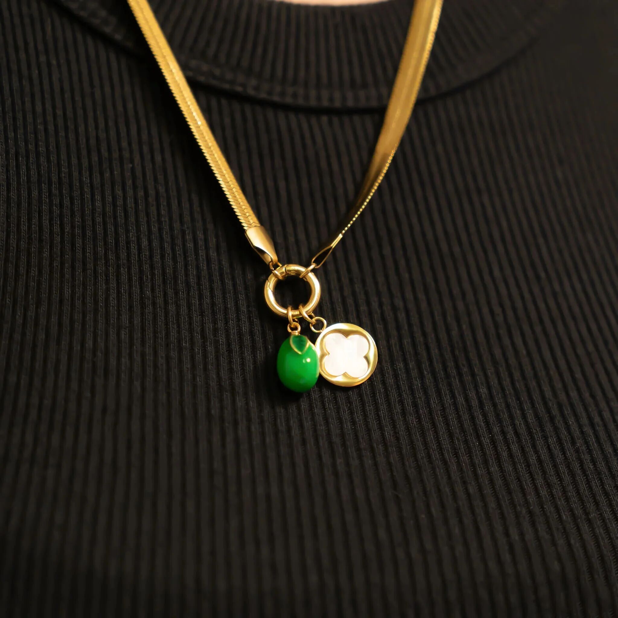 18K Gold PVD Stainless Steel Fruit Stand Charm Set / BND0085