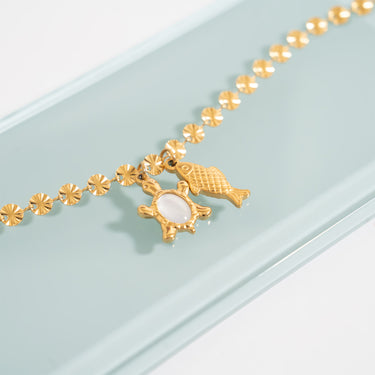 Gold / Opal Turtle Charm / PDL0344 / Fish / CHN0099