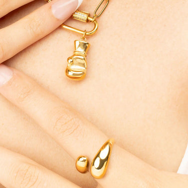 Wholesale jewelry 18K Gold PVD Stainless Steel Boxing Glove Charm- gold model 