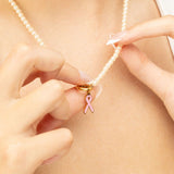 wholesale jewelry 18K Gold PVD Stainless Steel Cancer Ribbon Charm- gold model 