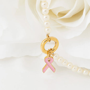 wholesale jewelry 18K Gold PVD Stainless Steel Cancer Ribbon Charm- gold studio