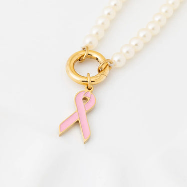 wholesale jewelry 18K Gold PVD Stainless Steel Cancer Ribbon Charm- gold studio 