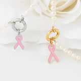 wholesale jewelry 18K Gold PVD Stainless Steel Cancer Ribbon Charm- stainless and gold studio 