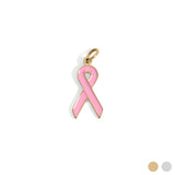 wholesale jewelry 18K Gold PVD Stainless Steel Cancer Ribbon Charm- gold main 