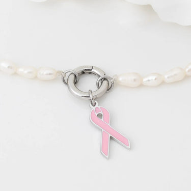 wholesale jewelry 18K Gold PVD Stainless Steel Cancer Ribbon Charm- stainless studio 