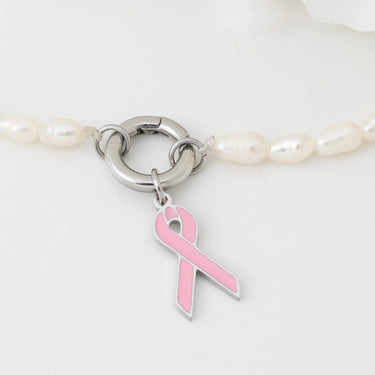 wholesale jewelry 18K Gold PVD Stainless Steel Cancer Ribbon Charm- stainless studio 