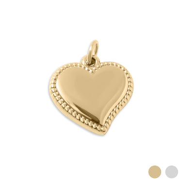 Gold heart-shaped pendant on a white background