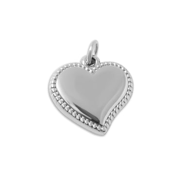 Silver heart-shaped pendant on a white background