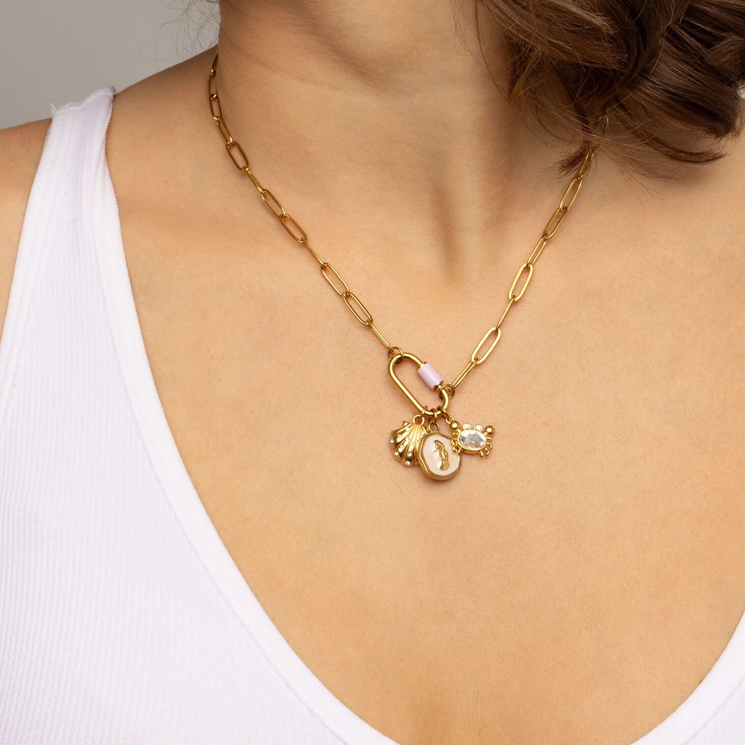 18K Gold PVD Stainless Steel Stone Crab Charm / PDL0356