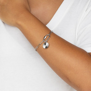 Silver Round Sunburst Charm 
