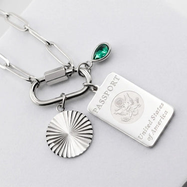 Silver Round Sunburst Charm 