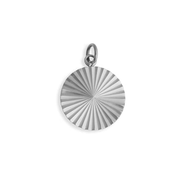Silver Round Sunburst Charm 