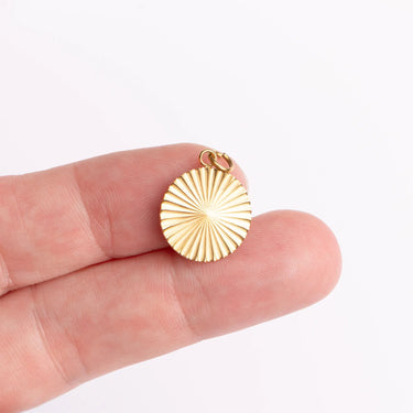 Gold Round Sunburst Charm- scale shot