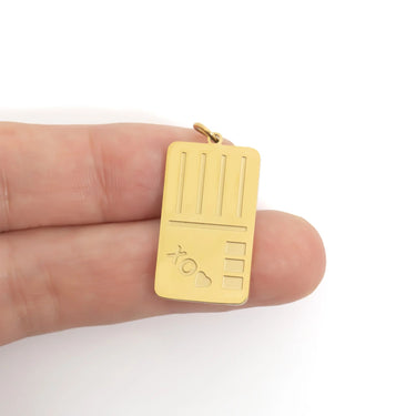 Gold Postcard Charm- scale shot