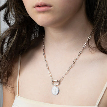 Silver Stone Cross Circle Charm