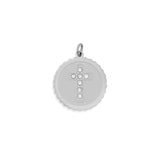 Silver Stone Cross Circle Charm