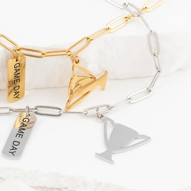 Wholesale jewelry 18K Gold PVD Stainless Steel Trophy Charm - stainless and gold studio 