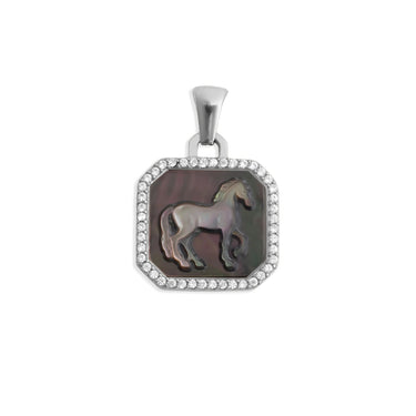 Pendant with horse design on a white background