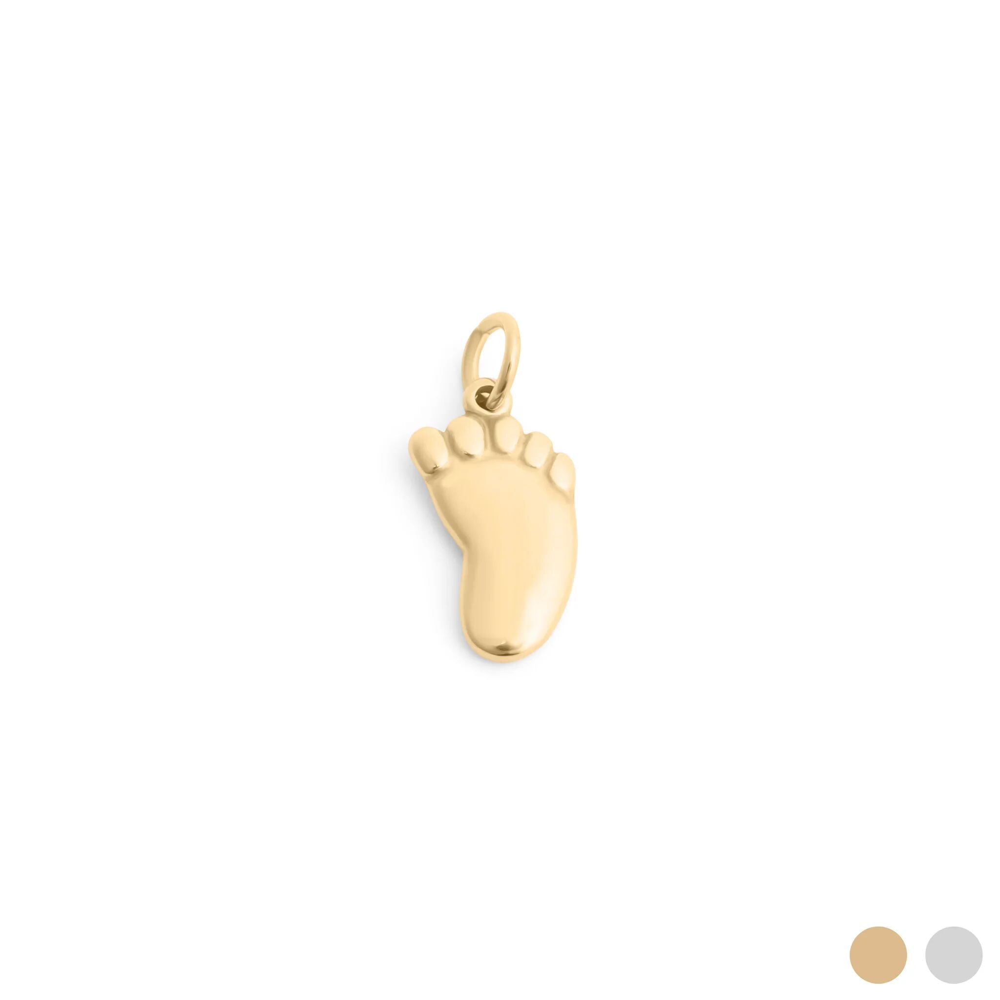 Gold Baby Foot Charm on a white background