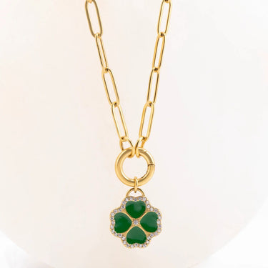 Gold Green Four Leaf Clover Charm 