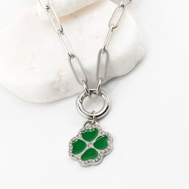 Silver Paperclip Charm Holder Necklace