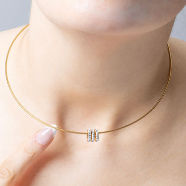Gold Stone Spacer Beads worn on collar necklace