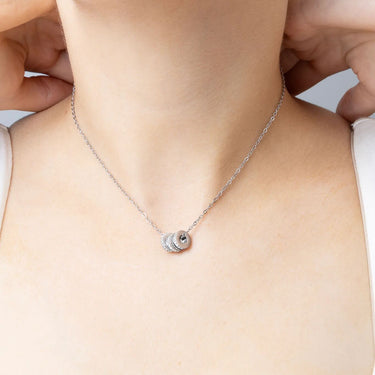 Silver Stone Spacer Beads worn on loop/cable necklace