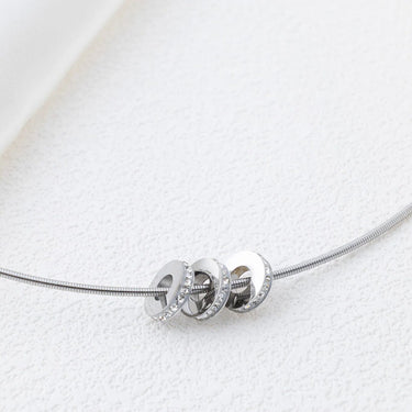 Silver Stone Spacer Beads on collar necklace