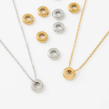 Gold and silver Silver Rounded Spacer Beads on loop/cable chains 