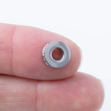 Silver Large Stone Spacer Bead- Scale shot 