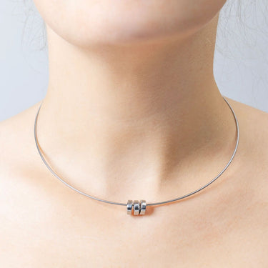 Silver Classic Spacer Beads on collar 