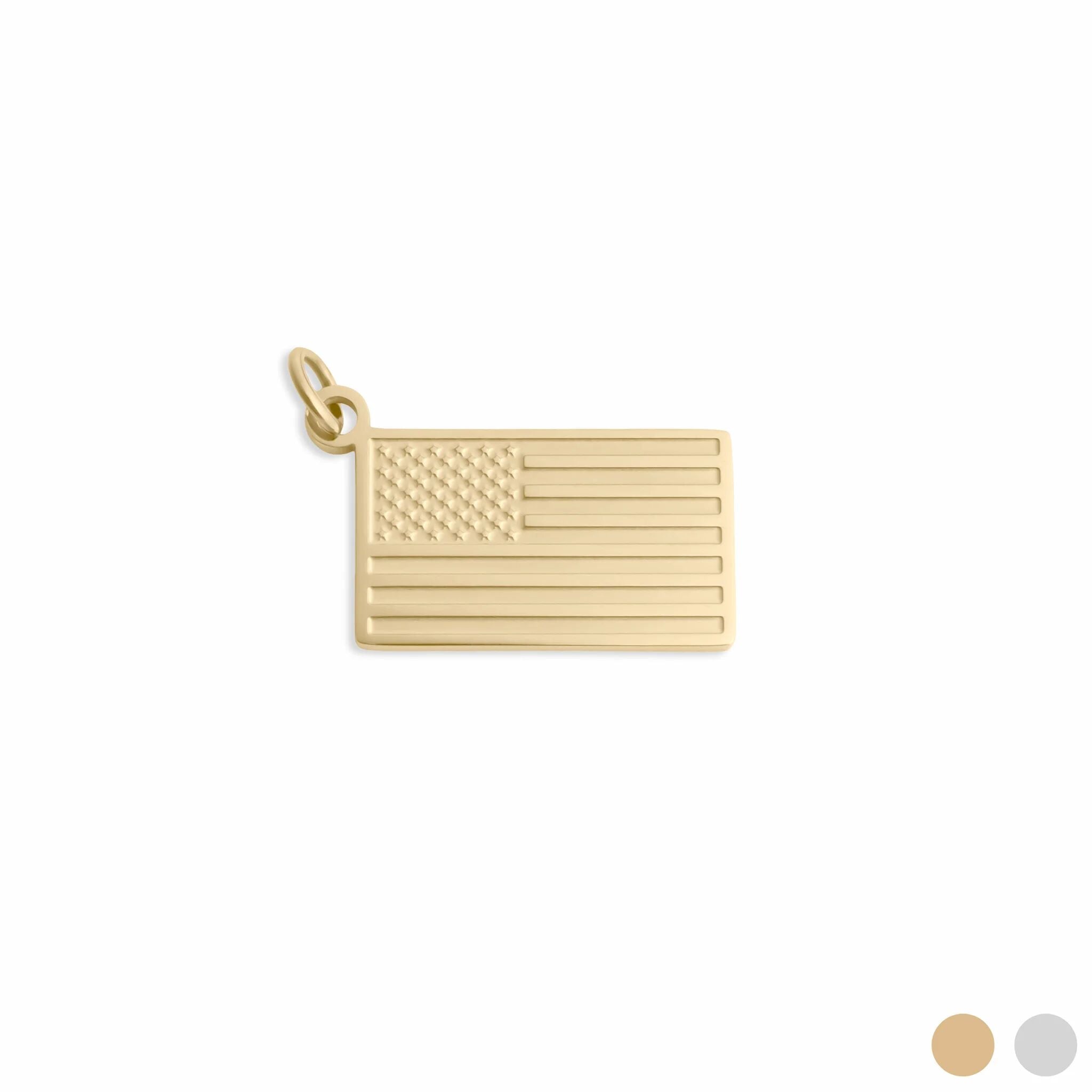 Gold American flag pendant on a white background
