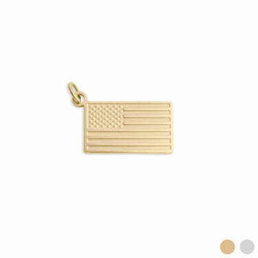 Gold American flag pendant on a white background