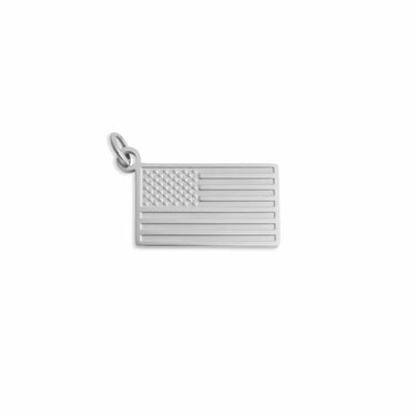 Silver American flag pendant on a white background