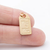 18K Gold PVD Stainless Steel Miss to Mrs tag Charm- scale shot 