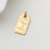 18K Gold PVD Stainless Steel Miss to Mrs tag Charm- gold studio 