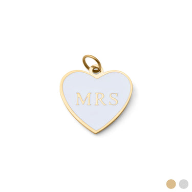 18K Gold PVD Stainless Steel White Heart Mrs Charm- main gold 